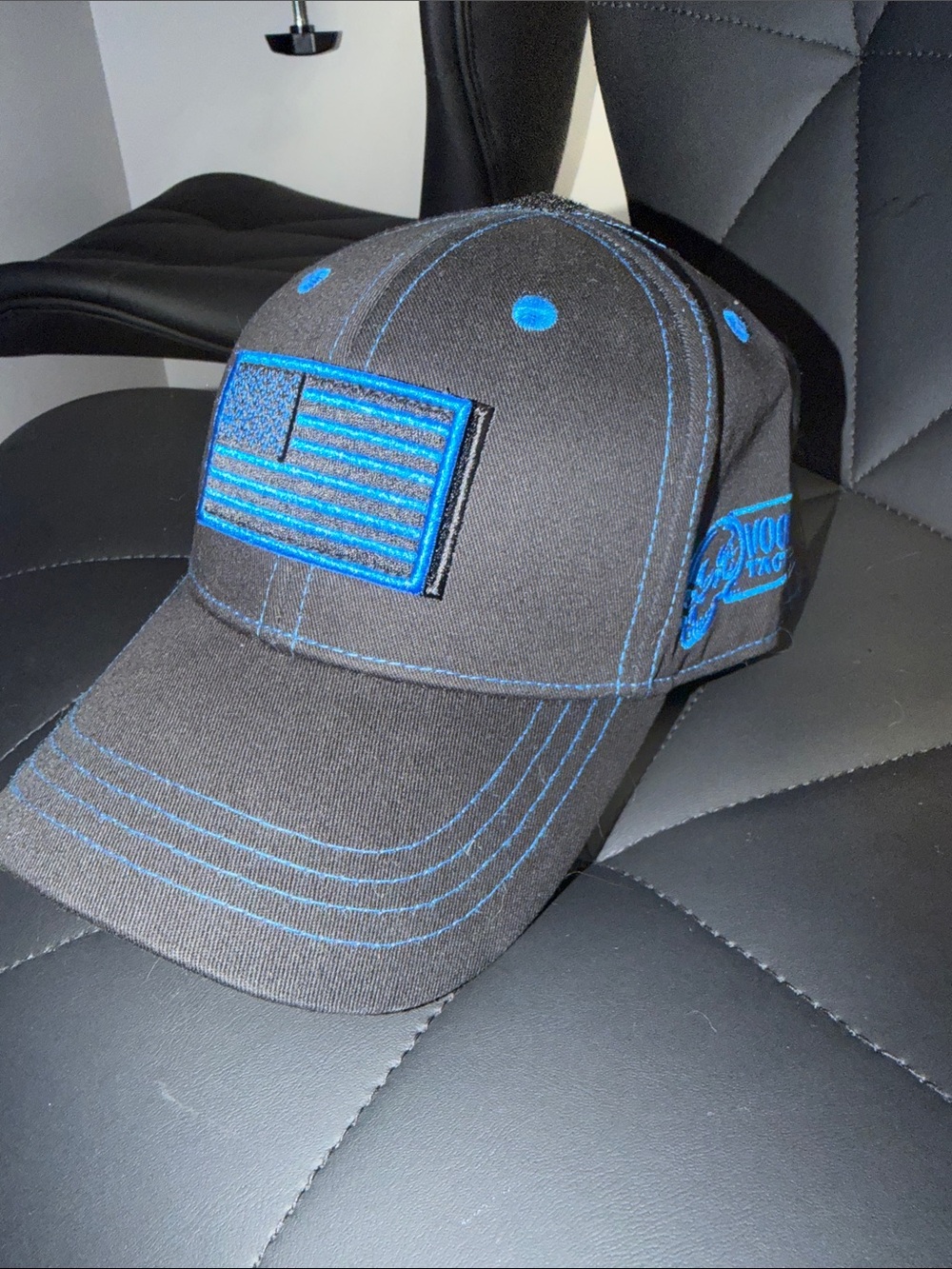 Black and Blue Embroidered Flag Baseball Cap